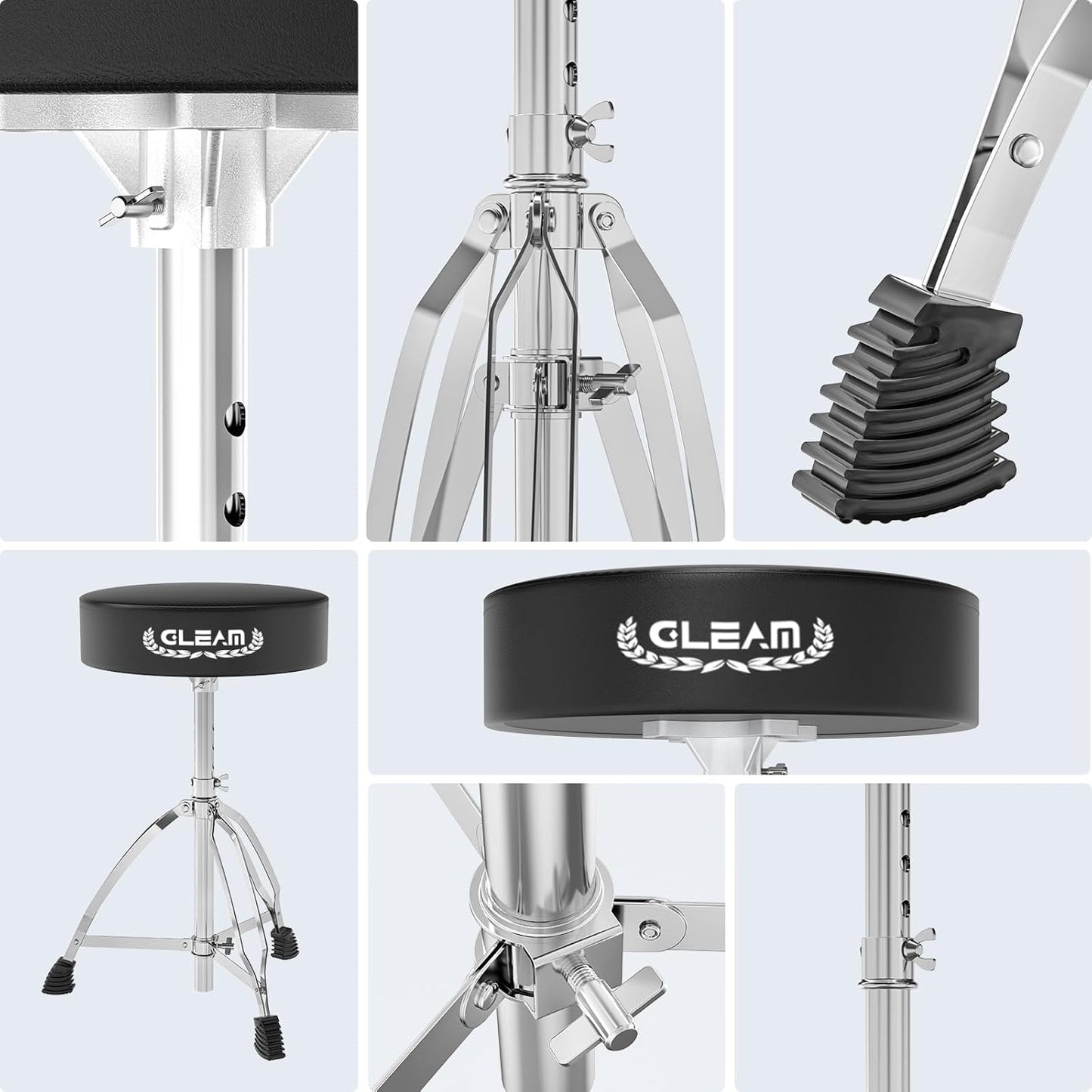 Adjustable Drum Throne – Padded Drum Stool with Sticks