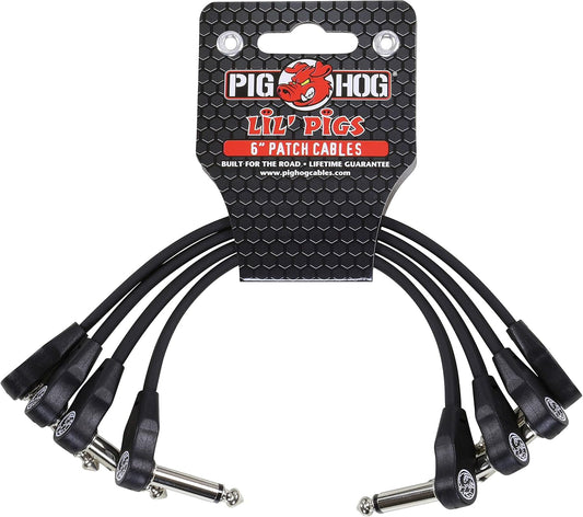 Pig Hog Lil Pigs Low Profile 6" Patch Cables – 4 Pack