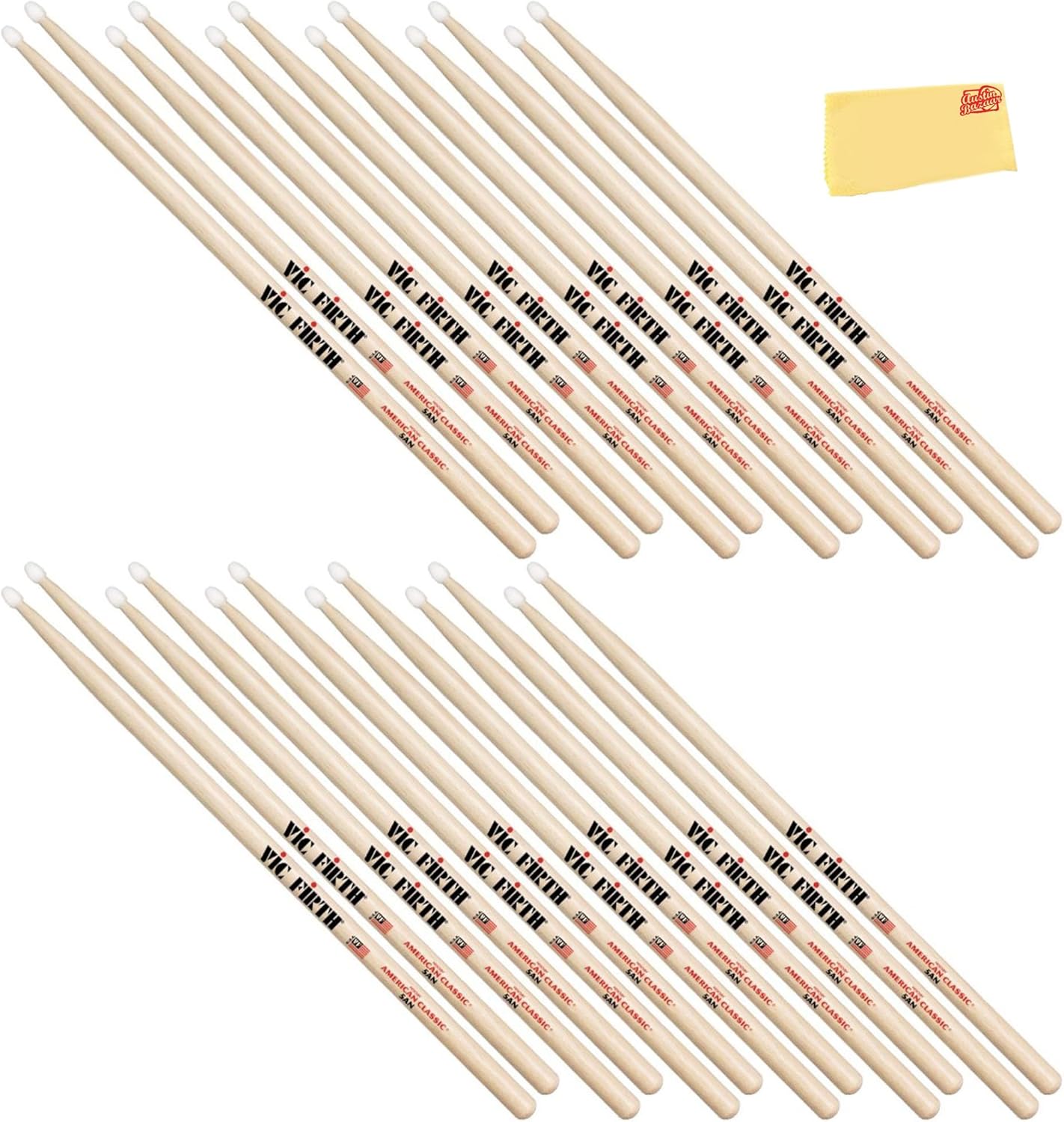 Vic Firth 5A Nylon Tip Drumsticks American Classic Hickory
