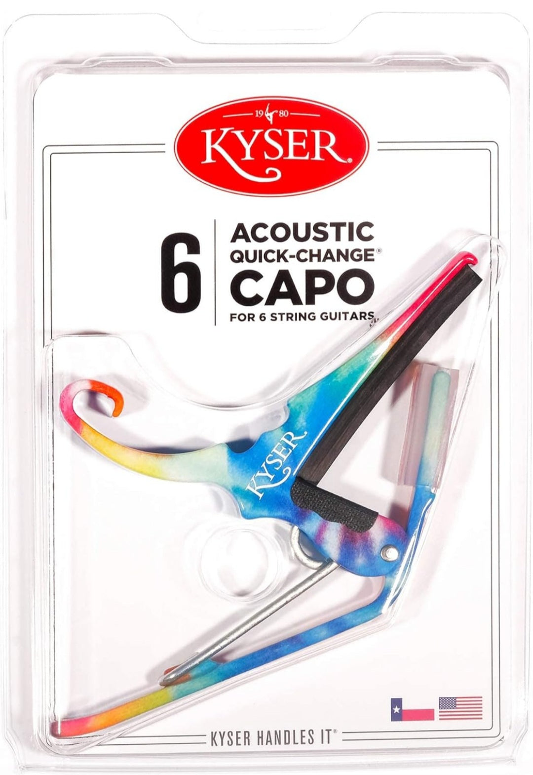 Kyser Quick-Change Guitar Capo for 6-string acoustic guitars, Tie-Dye, KG6TDA