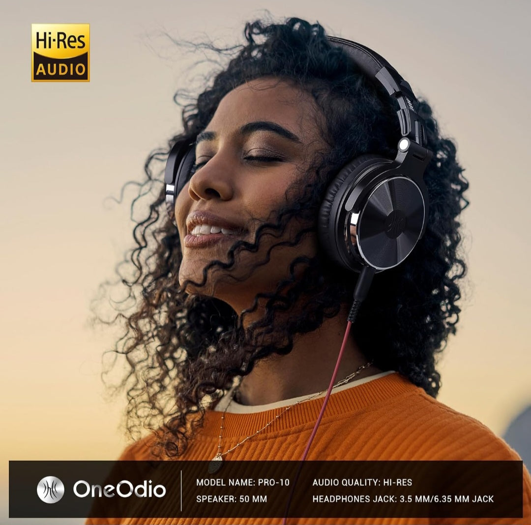 OneOdio Wired Over Ear Headphones Hi-Res Studio Monitor & Mixing DJ Stereo Headsets with 50mm Drivers and 1/4 to 3.5mm Jack for AMP Computer Recording Podcast Keyboard Guitar Laptop - Black