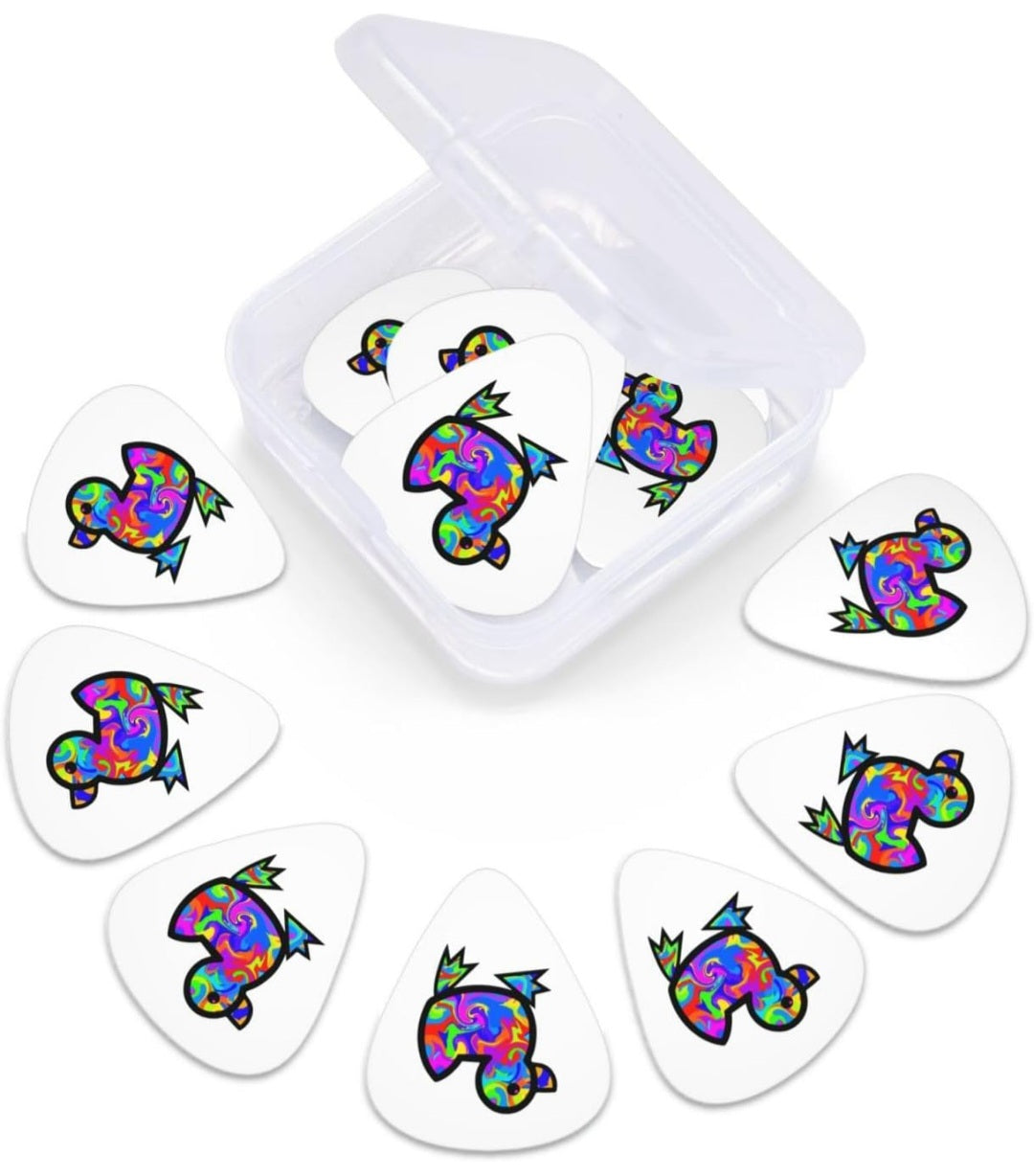 Psychedelic Duck Guitar Picks For Electric Acoustic Guitar Lovers Gifts 12 Pack Includes Thin, Medium, And Heavy Gauges