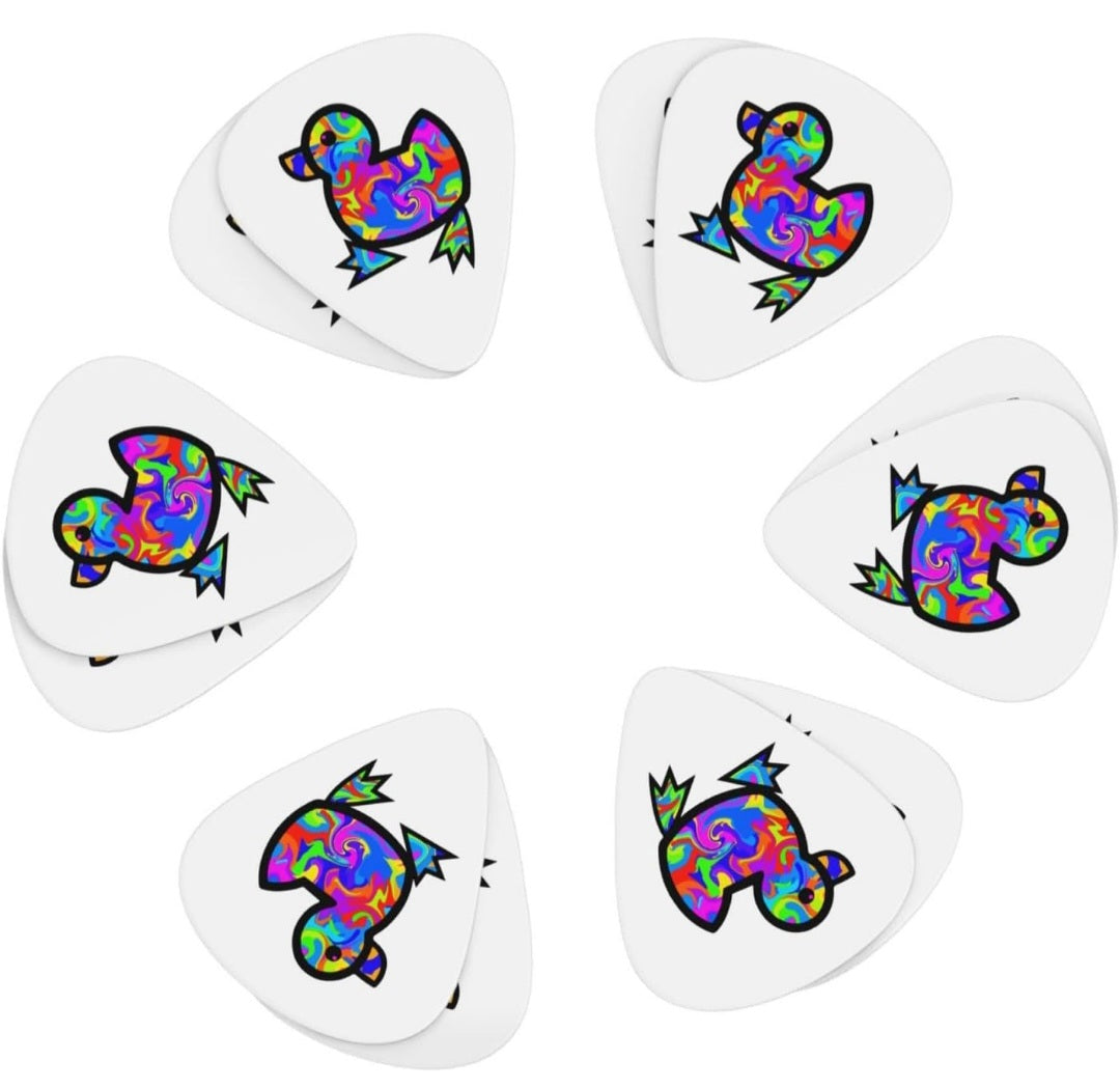 Psychedelic Duck Guitar Picks For Electric Acoustic Guitar Lovers Gifts 12 Pack Includes Thin, Medium, And Heavy Gauges