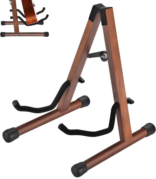 MOREYES Guitar Stand, Acoustic Guitar Stand, Folding A-Frame Electric Guitar Stand, Wooden Guitar Stands Floor For School Music Program, Concerts & Multiple Users, Easy to Assemble
