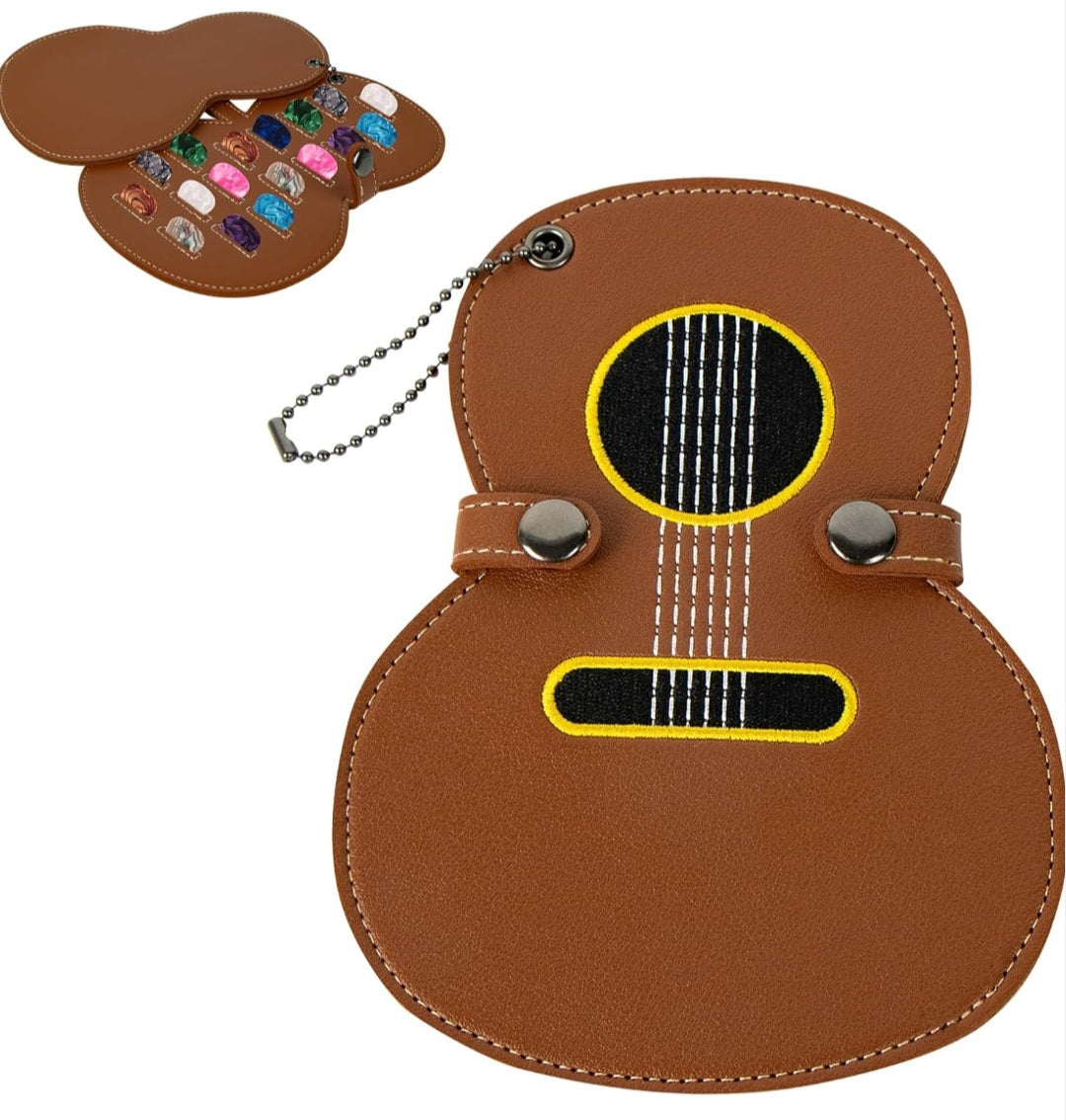 Guitar Pick Holder, Guitar Pick Case with 17 Slots, Bass Picks Storage Pouch Organizer, Picks Storage Bag for Bass Lovers for Ukulele Electric Acoustic Guitars Bass