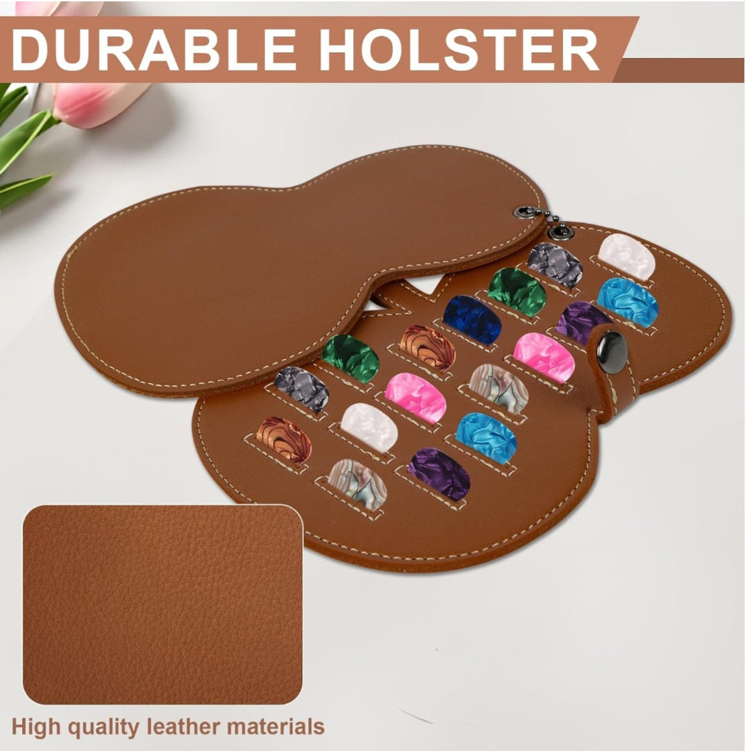 Guitar Pick Holder, Guitar Pick Case with 17 Slots, Bass Picks Storage Pouch Organizer, Picks Storage Bag for Bass Lovers for Ukulele Electric Acoustic Guitars Bass