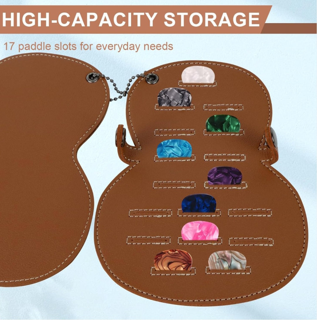 Guitar Pick Holder, Guitar Pick Case with 17 Slots, Bass Picks Storage Pouch Organizer, Picks Storage Bag for Bass Lovers for Ukulele Electric Acoustic Guitars Bass