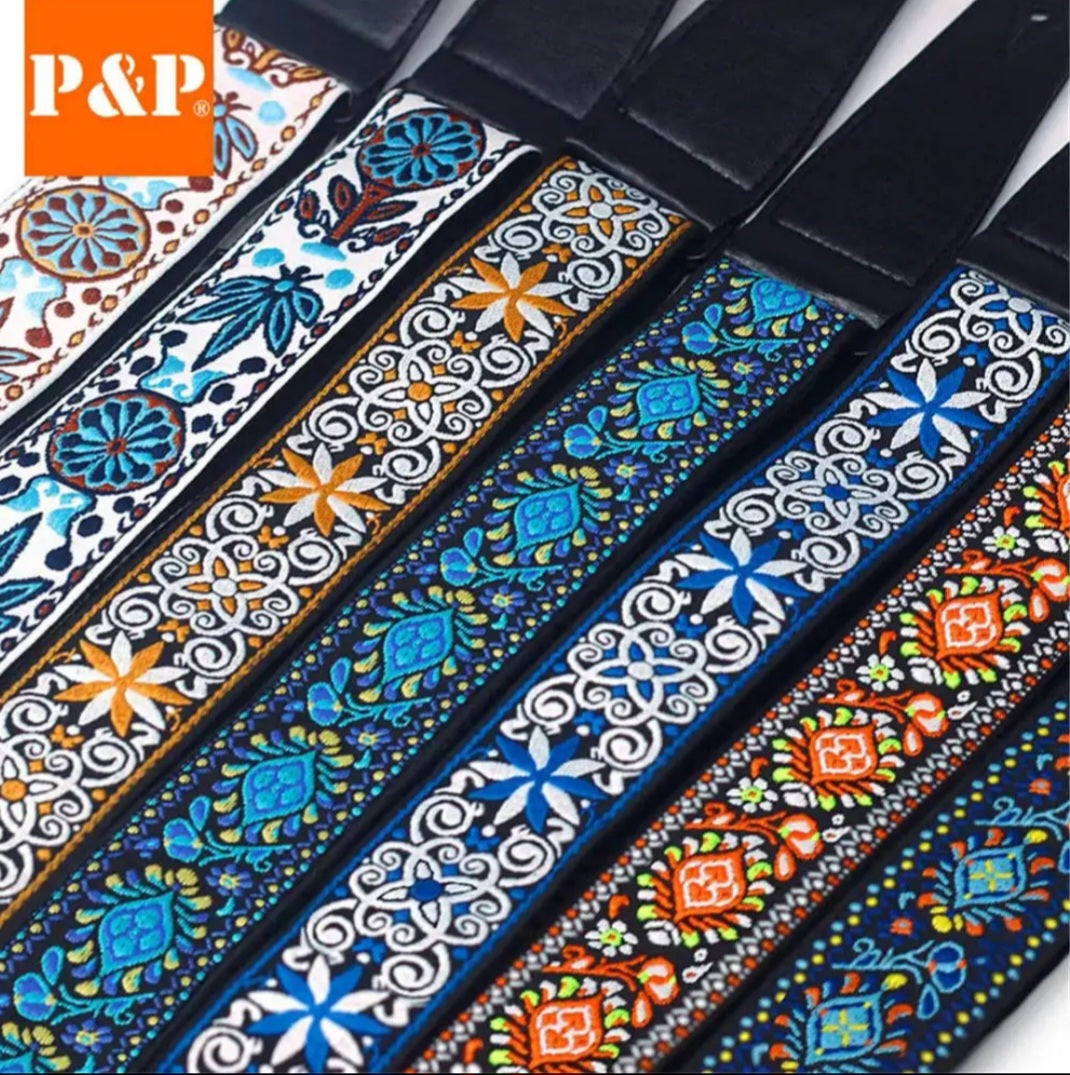 Vintage Jacquard Guitar Straps – Retro Vibes & Rock-Solid Comfort | Kozmik Grooves