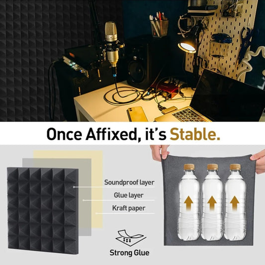 6 Pack Sound Proofing Panels 12x12x2 Inch Acoustic Wall Panels Self Adhesive Soundproofing Panels with Strong Glue