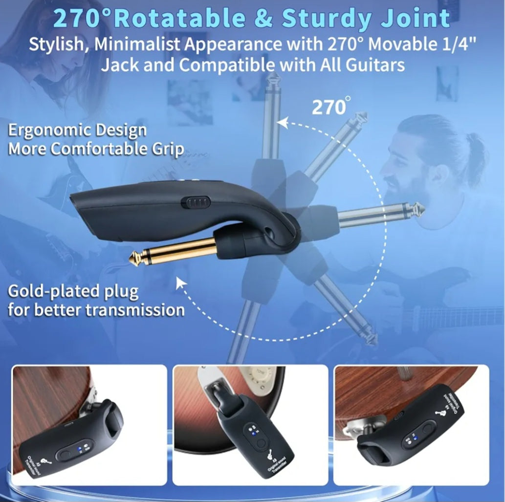 🎸 Wireless Guitar System 2.4GHz – 100ft Range + Free Picks & Tin