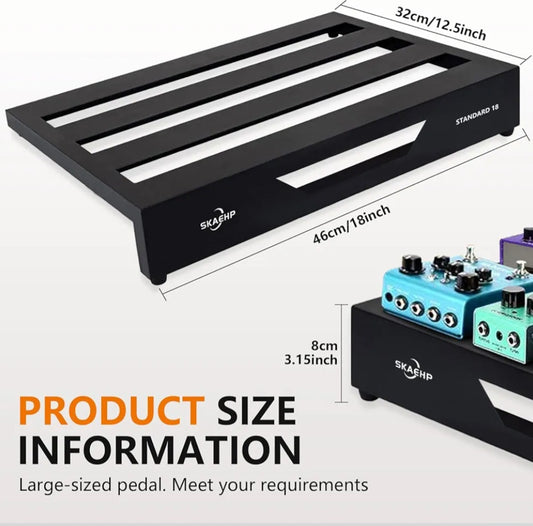 18" Lightweight Aluminum Alloy Guitar Pedalboard with Carrying Case – 2.65 lb, Durable & Travel-Ready