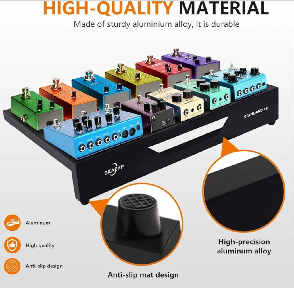 18" Lightweight Aluminum Alloy Guitar Pedalboard with Carrying Case – 2.65 lb, Durable & Travel-Ready