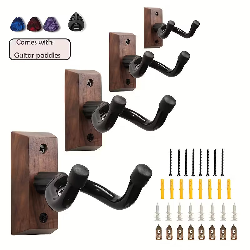 Kozmik Grooves Guitar Wall Stand – Rotatable Soft Hook, Black Walnut