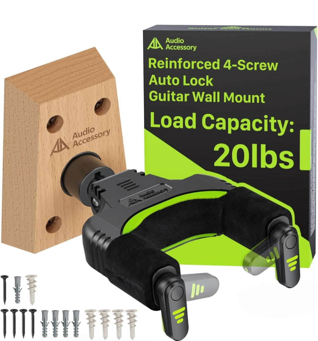 Guitar Wall Mount Auto-Lock – Heavy-Duty Hanger for Acoustic, Electric, Bass & Mandolin