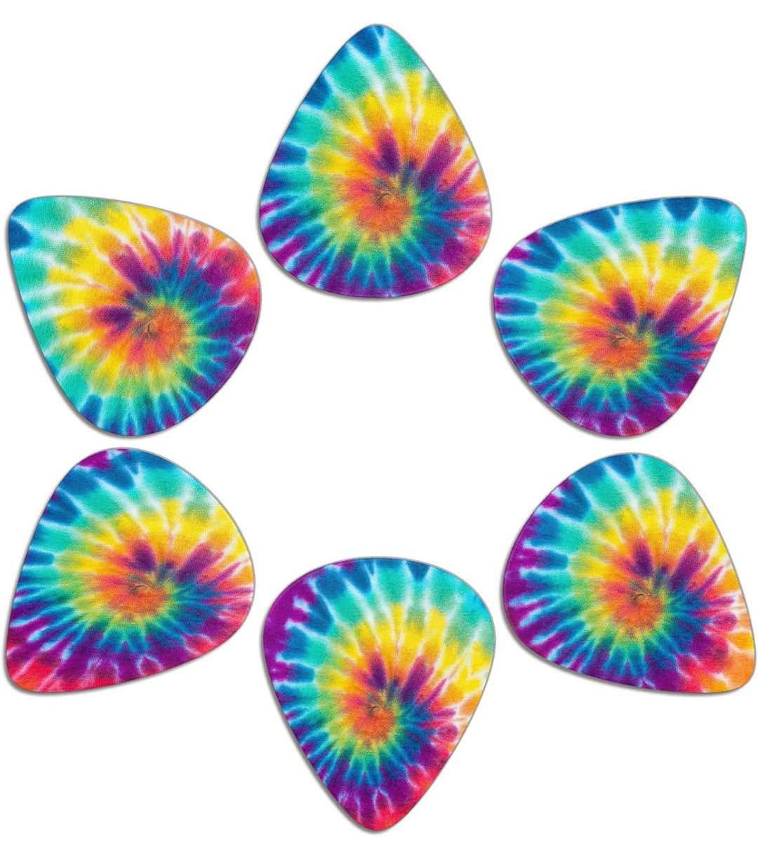 Tie-dye 6 Pack Guitar Picks Plectrums,Colorful Tie Dye Guitar Pick Classical Triangle 0.96mm Heavy Guitar Pick Guitar Palyers, Multi-color