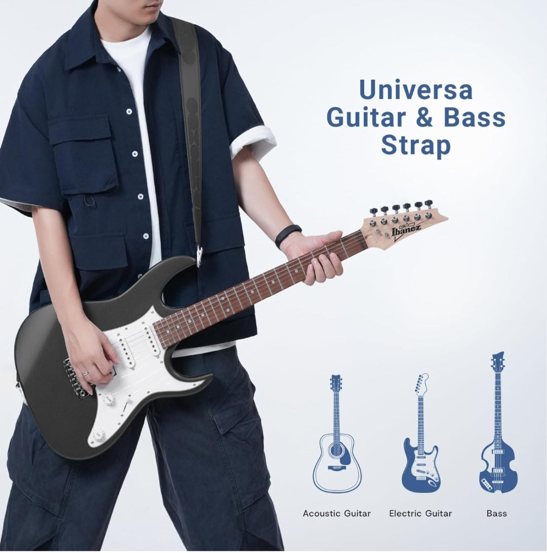 Quick-Snap Nylon Strap-quick locking-2 inches leather ends for Acoustic Electric Guitar Straps,Bass Guitar Strap
