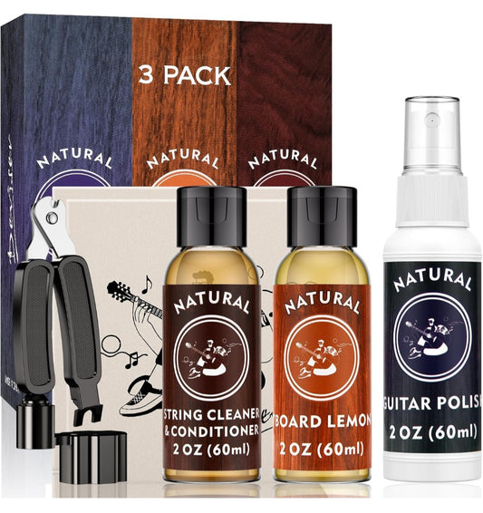 Deviser Guitar Cleaning,All IN ONE Kit,fretboard Lemon oil,Polish,Guitar String-cleaner,Guitar string winder,Cleaning cloth for guitar cleaning and maintenance