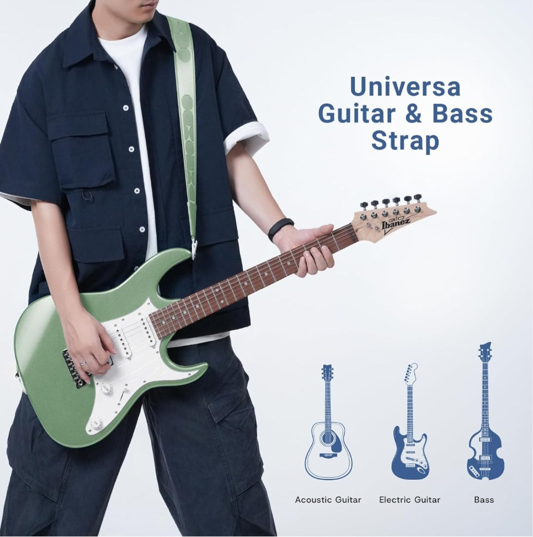Quick-Snap Nylon Strap-quick locking-2 inches leather ends for Acoustic Electric Guitar Straps,Bass Guitar Strap