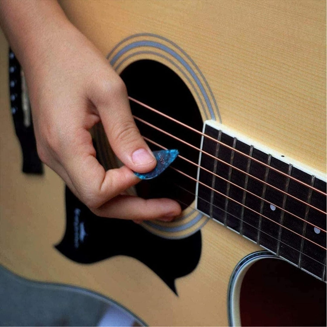Rotopata guitar picks "sets of 10" 0.5 0.58 0.75 0.84 1.0 1.2mm Thin, Medium, Heavy Thickness, Variety Colorful Celluloid Plectrums for guitar, Bass, mandolin, Ukulele, Free pick containter